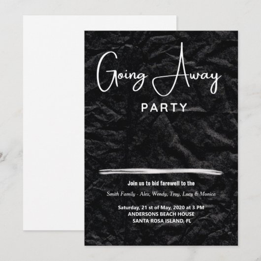 eenvoudige uitnodiging voor feestjes (Voorkant / Achterkant)