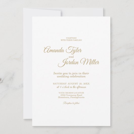 Eenvoudige uitnodiging voor goudkalligrafie (Voorkant)