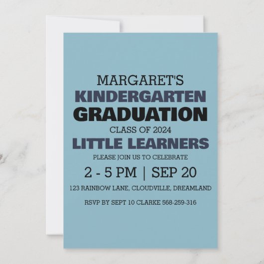 Eenvoudige uitnodiging voor het afstuderen van de (Achterkant)