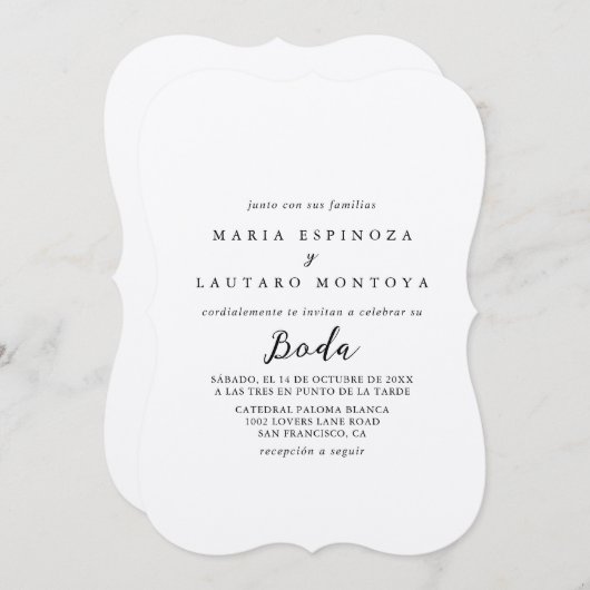 Eenvoudige uitnodiging voor het huwelijk van Class (Voorkant / Achterkant)