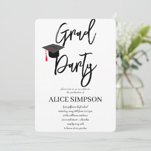 Eenvoudige uitnodigingen van de Graduation Party (Staand voorkant)