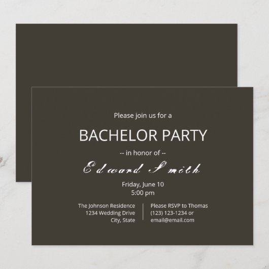 Eenvoudige Uitnodigingen voor Bruiloft van Bachelo (Voorkant / Achterkant)