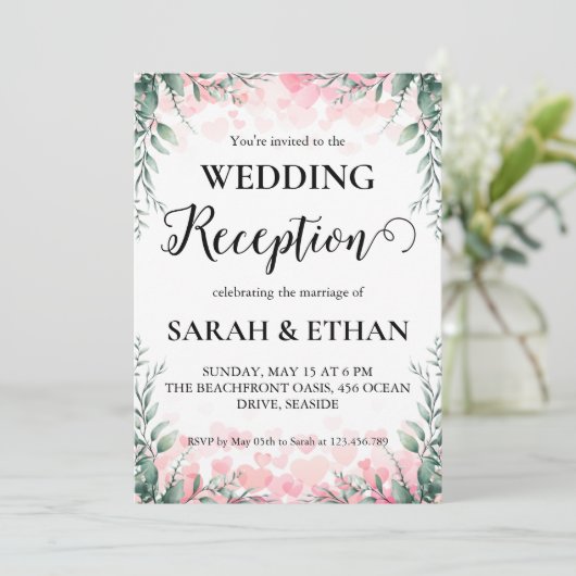 Eenvoudige uitnodigingen voor eucalyptus bruiloft (Staand voorkant)