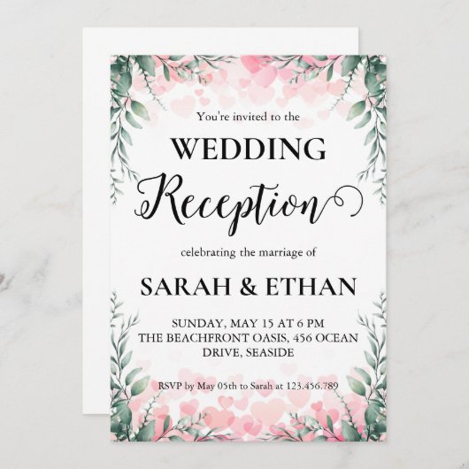 Eenvoudige uitnodigingen voor eucalyptus bruiloft (Voorkant / Achterkant)