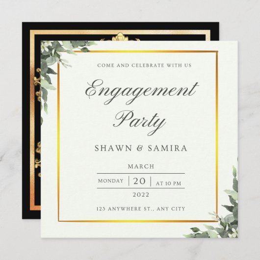 Eenvoudige uitnodigingskaart voor verloving kaart (Voorkant / Achterkant)