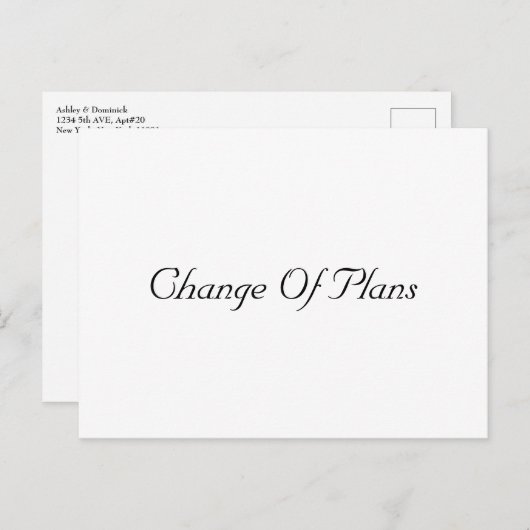 Eenvoudige uitstel van de bruiloft aankondigingskaart (Voorkant / Achterkant)