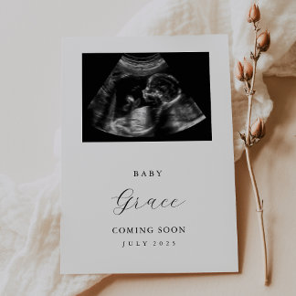 Eenvoudige Ultrasound Foto Baby Aankondiging Kaart