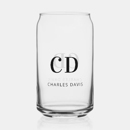 Eenvoudige unieke naaminitiaal blikvorm glas (Achterkant)