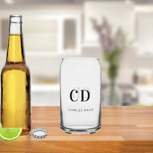 Eenvoudige unieke naaminitiaal blikvorm glas
