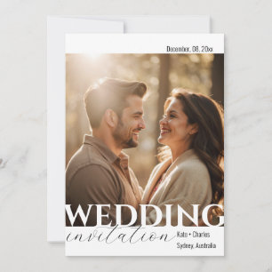 Eenvoudige Unieke QR Code Foto Bruiloft uitnodigin Kaart