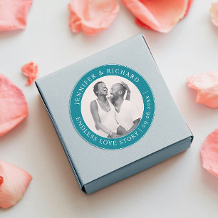 Eenvoudige unieke turquoise Blauwgroen liefde foto Ronde Sticker