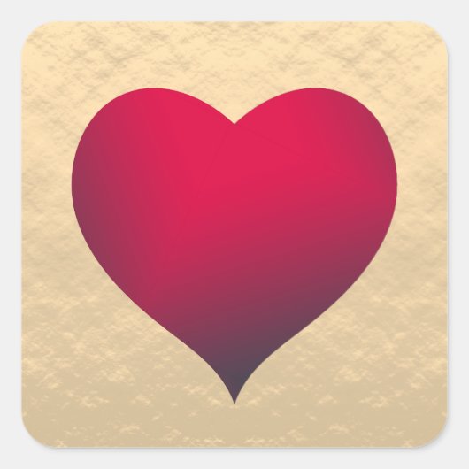 Eenvoudige Valentijn-rode hartsticker Vierkante Sticker (Voorkant)