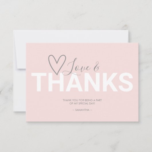 Eenvoudige Valentijnsdag Roze Script Bedankt (Voorkant)
