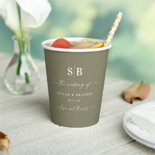 Eenvoudige vaste kleuren Lily Green Monogrammed We Papieren Bekers