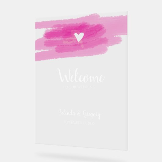Eenvoudige verfstreken & Hart Huwelijks Welkom Bor Acryl Bord (Hoek)