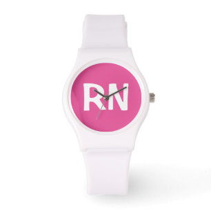 Eenvoudige verpleegster RN roze en wit Horloge