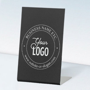 Eenvoudige vervanging van Logo en  tekst   Zwart Reclamebord Met Voetstuk