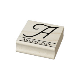 Eenvoudige Vet Gedrukt Enkel Initiaal Monogram Naa Rubberstempel