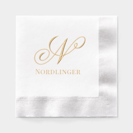 Eenvoudige Vet Gedrukt Enkele Initiaal Monogram Na Folie Servetten (Voorkant)