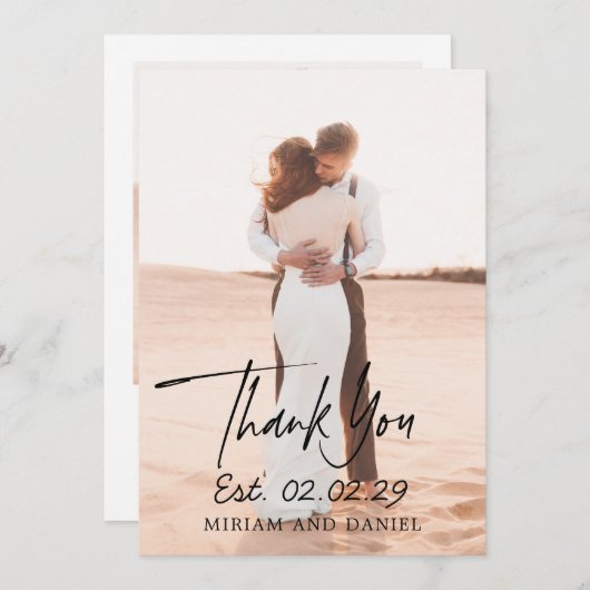 Eenvoudige Vette Datum Moderne Huwelijk Bedankkaart (Voorkant / Achterkant)