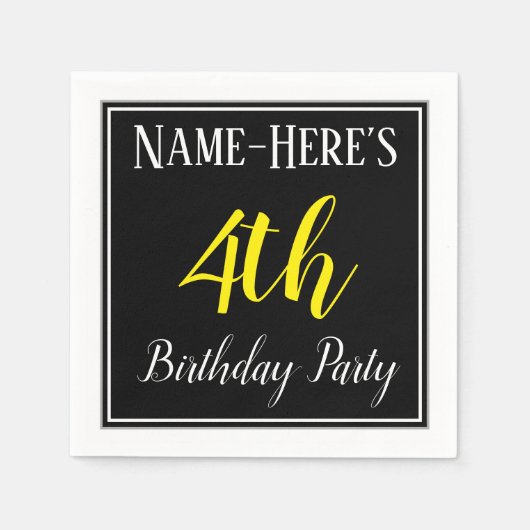 Eenvoudige vierde verjaardag met aangepaste naam servetten (Voorkant)