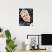 Eenvoudige viering van het leven met foto-aandenke poster (Thuiskantoor)