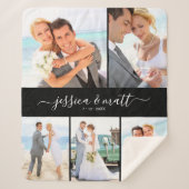 Eenvoudige vijf-foto met namen en datum sherpa deken (Voorkant)