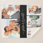 Eenvoudige vijf-foto met namen en datum sherpa deken (Voorkant (horizontaal))