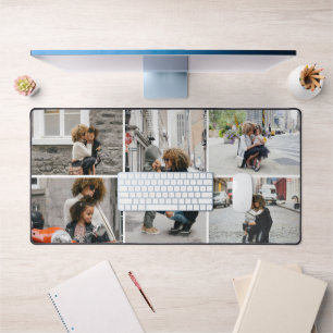 Eenvoudige vijf fotocollage op maat bureaumat