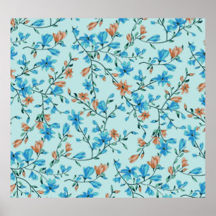 Eenvoudige Vintage: bloemenweefselpatroon Poster