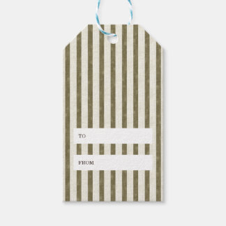 Eenvoudige Vintage Groen Gestreepte Kerstcadeautag Cadeaulabel