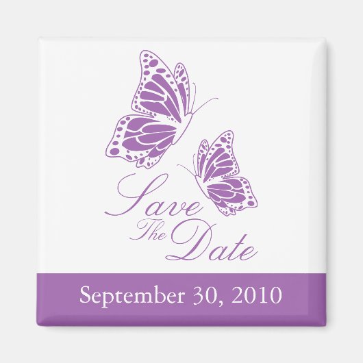 Eenvoudige Violet vlinder Save The Date Bruiloft Magneet (Voorkant)