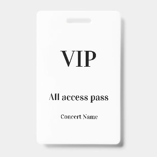 eenvoudige vip all access pas concert naam gelegen badge