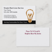 Eenvoudige Visitekaartjes voor elektricien (Voorkant / Achterkant)
