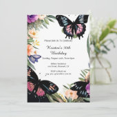 Eenvoudige vlinder verjaardag uitnodiging (Staand voorkant)