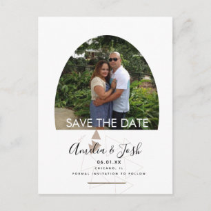 Eenvoudige Vormen Boog Save the Date Foto Ansichtk Briefkaart