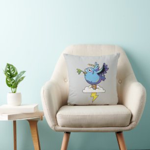 Eenvoudige Vredesvogel – Cute Blauwe Duif Ontwerp Kussen