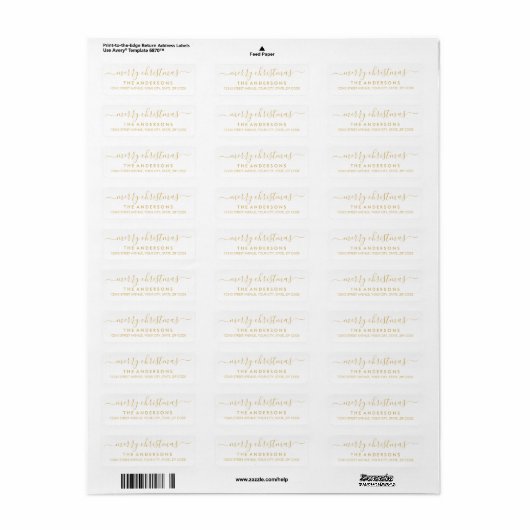 Eenvoudige Vrolijk Kerstmis Goud Modern Script Vak Etiket (Full Sheet)