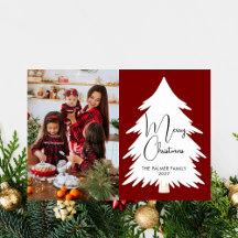 Eenvoudige vrolijke kerst dennenboom familie foto