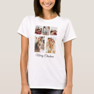 Eenvoudige vrolijke kerst foto collage t-shirt