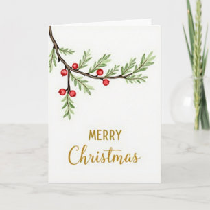 Eenvoudige vrolijke kerstkaart met bes kaart