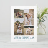 Eenvoudige Vrolijke Kerstmis 4 Fotocollage | ZEE Feestdagenkaart (Staand voorkant)