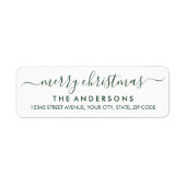 Eenvoudige Vrolijke Kerstmis Groene Moderne Script Etiket (Voorkant)