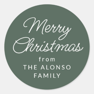 Eenvoudige Vrolijke Kerstmis van groene vakantie c Ronde Sticker