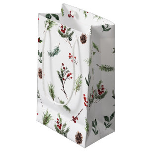 Eenvoudige Warm Red Winter Waterverf Kerstmis Klein Cadeauzakje