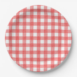 Eenvoudige watermeloen gingham papieren bordje