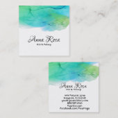 *~* Eenvoudige Waterverf Abstract Aqua Blue Modern Vierkante Visitekaartje (Voorkant / Achterkant)