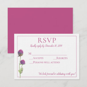 Eenvoudige Waterverf Amaranth Thistle Flower RSVP Kaart
