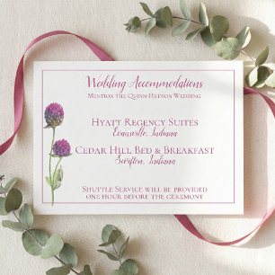 Eenvoudige Waterverf Amaranth Thistle Flower Weddi Informatiekaartje