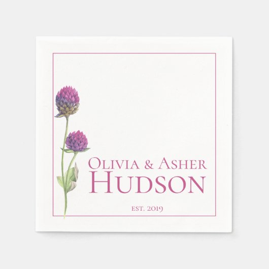 Eenvoudige Waterverf Amaranth Thistle Reception Servetten (Voorkant)